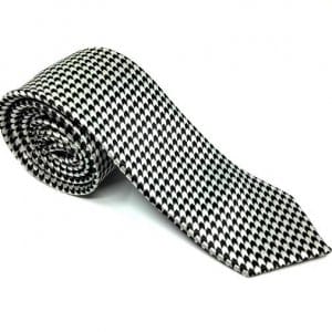 Elegancki Krawat Szachownica Biało Czarny