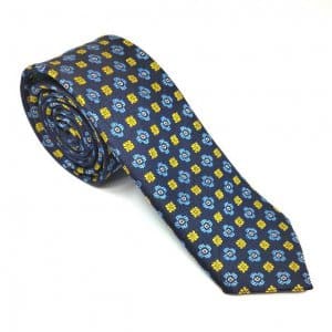 Krawaty Elegancki Krawat Granat Żółty wzór