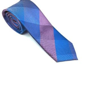 Krawaty Elegancki Krawat Krata Różowo Niebieska