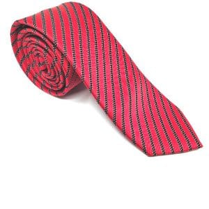 Elegancki Krawat Czerwony Paski Czarne