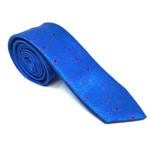 Elegancki Krawat Szafirowy Czarne Kwiatki