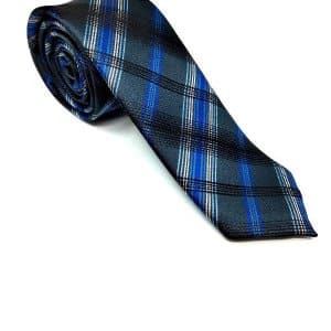 Krawaty Elegancki Krawat Krata Granatowa i Niebieska