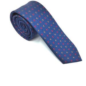 Elegancki Krawat Granatowy Czerwono Brązowy Wzór