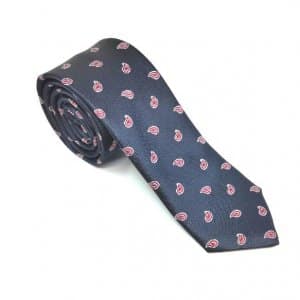 Elegancki Krawat Granatowy Czerwone Łezki