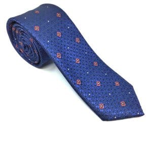 Elegancki Krawat Kobaltowy Brązowy Wzór