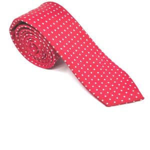 Krawaty Elegancki Krawat Czerwony w białe kropki