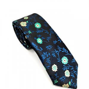 Elegancki Krawat Granatowy w Kwiaty