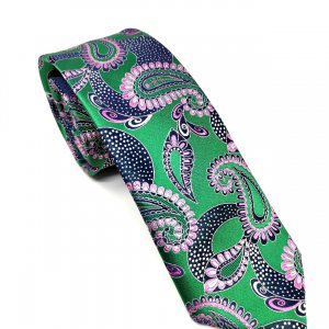 Krawaty Elegancki Krawat Zielony Różowy Wzór