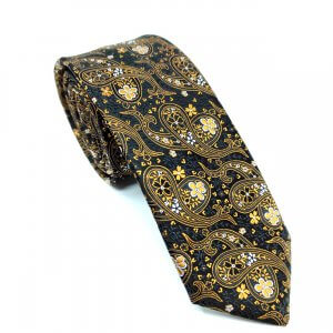 Elegancki Krawat Czarny Pomarańczowy Wzór