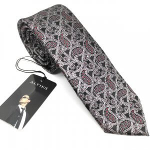 Elegancki Krawat Czarny w szary wzór