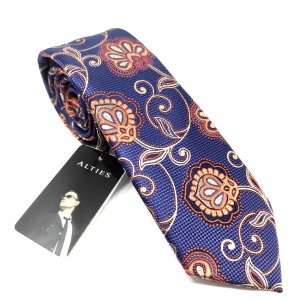 Elegancki Krawat Granatowy w kwiaty