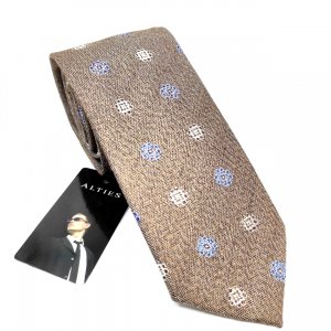 Elegancki Krawat Jasny Brąz w kwiatki