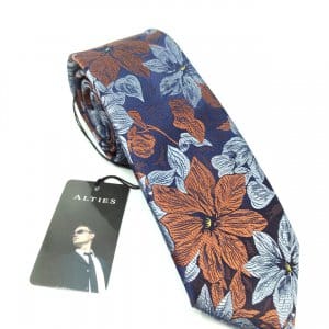 Elegancki Krawat Granatowy Kwiaty