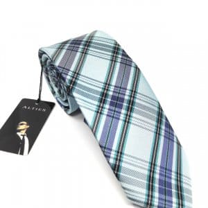 Elegancki Krawat Turkusowy w kratę