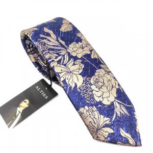 Krawaty Elegancki Krawat Granatowy Kwiaty