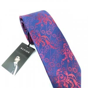 Krawaty Elegancki Krawat Niebieski w Czerwony Wzór