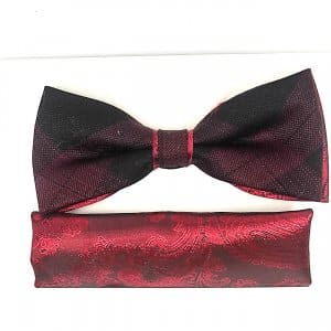 Mucha z poszetką bordowo czarna