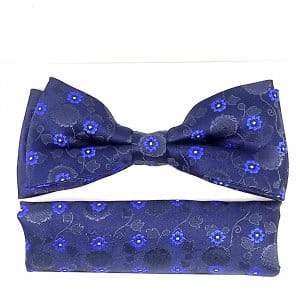 Mucha z poszetką granatowe w niebieskie kwiatki