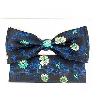 Mucha z poszetką czarna w kwiatki