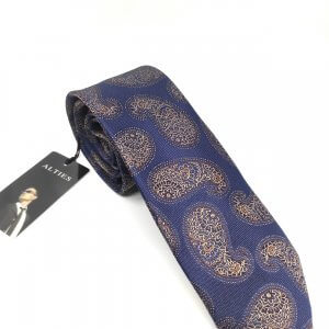 Elegancki Krawat Granatowy Wzór Turecki