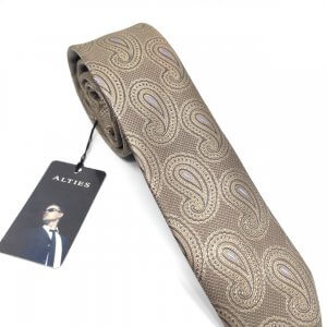 Elegancki Krawat Beżowy Wzór