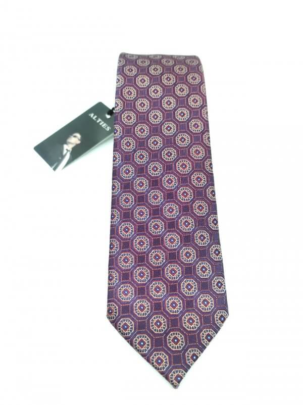 Krawaty Elegancki Krawat Bordowy Sześciokąty