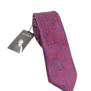 Elegancki Krawat Granatowy Bordowe Gałązki