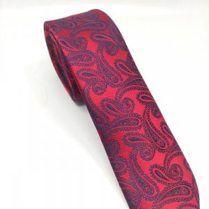 Krawaty Elegancki Krawat Czerwień Granatowy Wzór