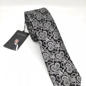 Elegancki Krawat Czarny Biały Wzór