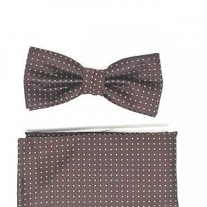 Mucha z Poszetką Brązowa Kropeczki