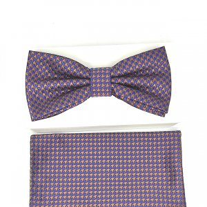 Mucha z Poszetką Niebiesko Brązowa