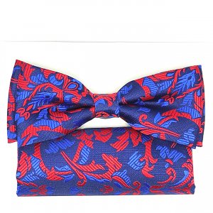 Mucha z Poszetką Czerwony Wzór