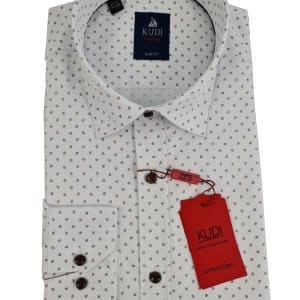 Koszula Biała Wzór Brązowy