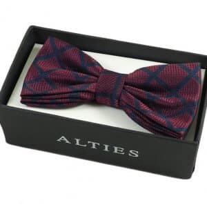 Mucha z Poszetką Bordowa Kratka