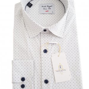 Koszula Kudi Royal Kropki granatowo-niebieskie