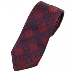 Elegancki Krawat Granatowa Krata