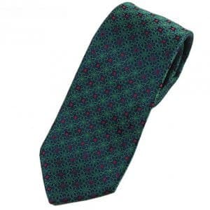 Elegancki Krawat Zielone Kwiatuszki