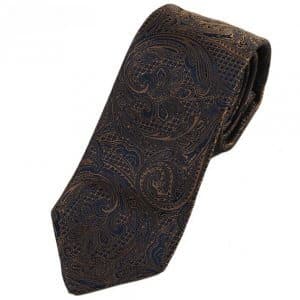 Elegancki Krawat Granat Brąz