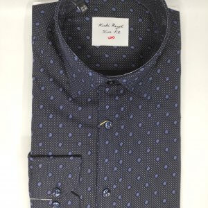 Koszula Granatowa Wzorek Białe Kropki