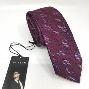 Elegancki Krawat Bordowy Liście