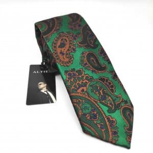 Dodatki Elegancki Krawat Zielony Brązowy Wzór