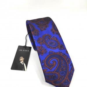 Dodatki Elegancki Krawat Szafirowy Brązowy Wzór