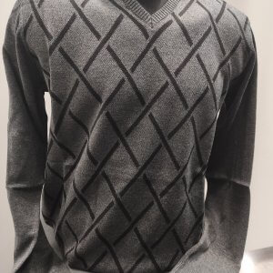 Sweter Popiel Czarne Romby