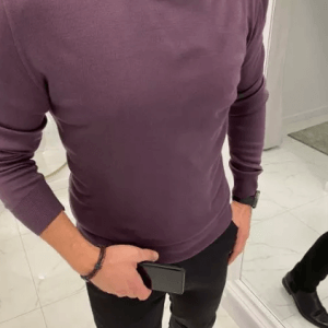 Sweter Wełniany Jasny Fiolet