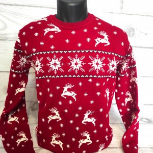 Swetry Sweter Świąteczny Wełniany Czerwony