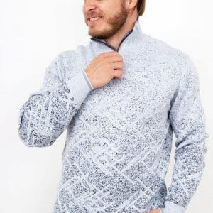 Sweter z Kołnierzem Wełniany Błękitny