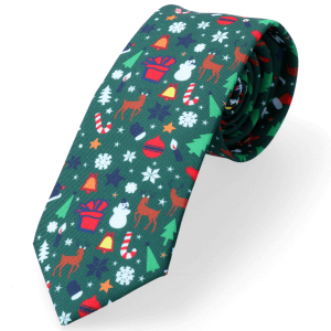Krawaty Krawat Świąteczny Zielony Pierniczki