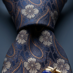 Elegancki Krawat Granat Kwiaty